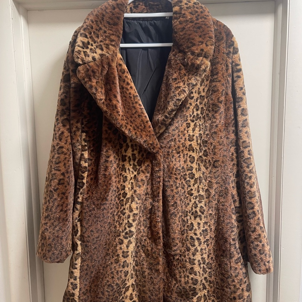 Leopard Print Faux Fur Coat